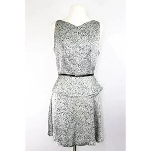 Robert Rodriguez Silk Peplum Belted Dress Fit & Flare Abstract Print Graphite 8